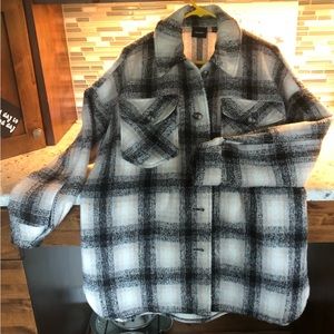 Black and white plaid oversized flannel jacket.